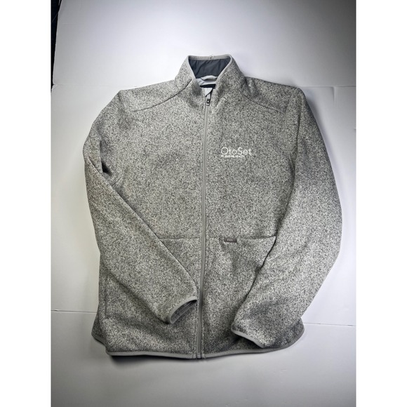 Figs Other - FIGS Fleece Jacket Mens XL Gray Full Zip Heathered OtoSet Embroidered Mock Neck